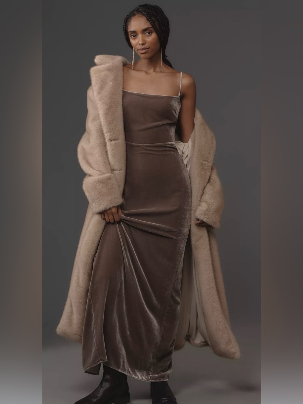 Reformation Frankie Velvet Gown in Magnetic 4 NWT